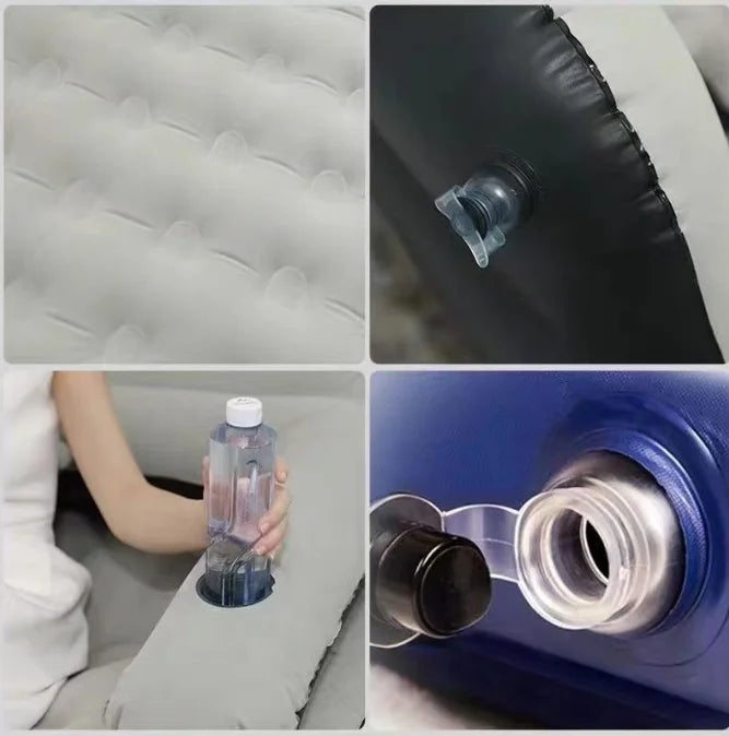 Inflatable mattress sofa bed with headboard and pillows, versatile ergonomic design for outdoor overnight guests