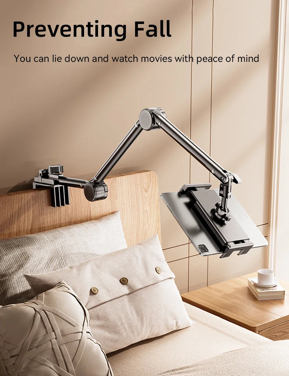 For iPad Air 11 M2 2024 Stands Tablet Holder Desk Stand with 360° Adjustable Foldable Metal Arm Bracket for Phone Tablets