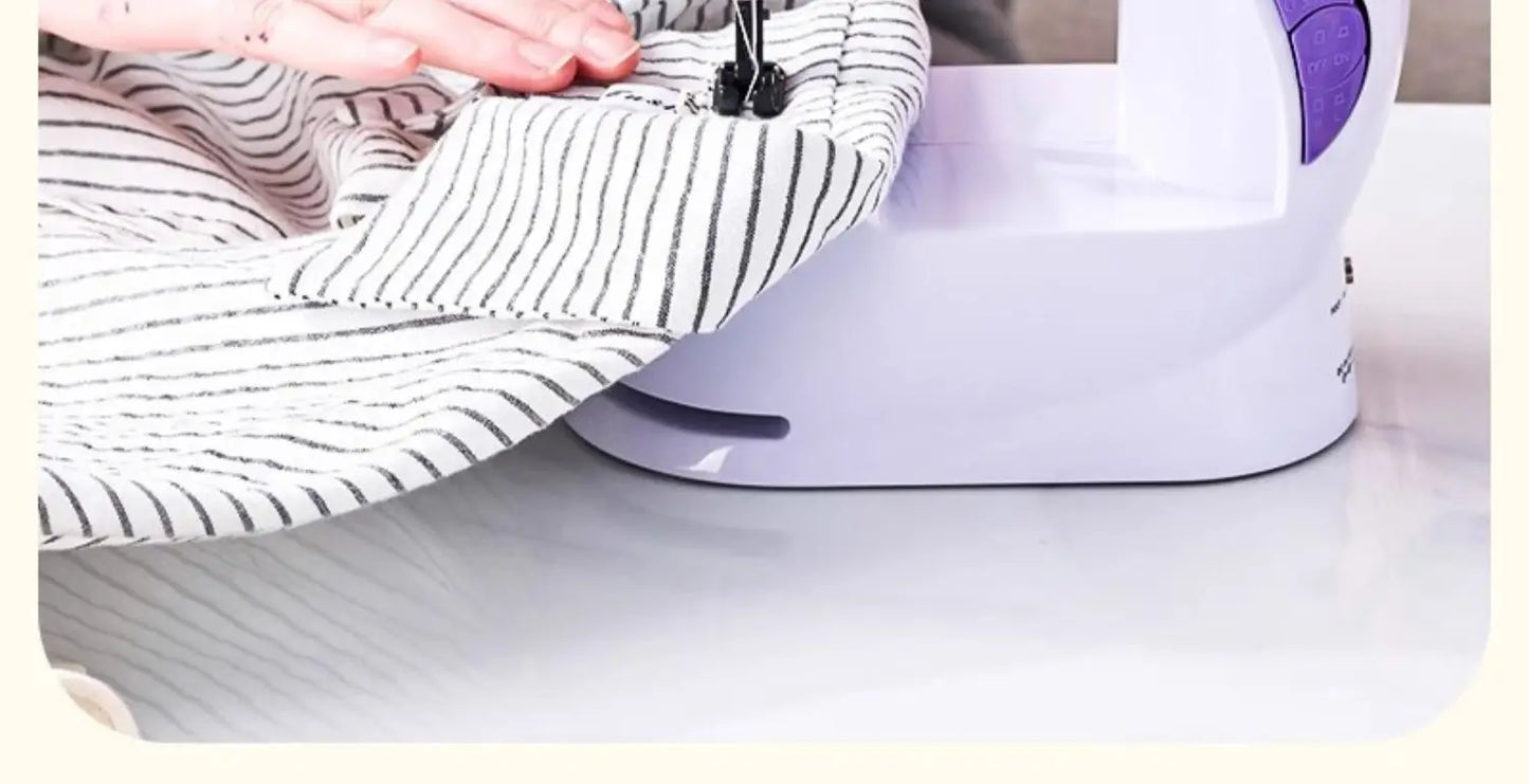 Mini Sewing Machine with Extension Station Table for Beginners, Home Double Speed Foot Pedal Straight Sewing Tool, Gift for Kids
