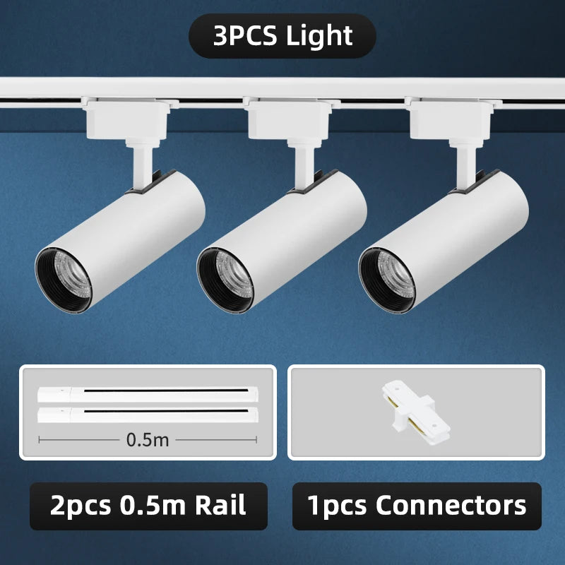 LED Track Light Set 30W Track Lamp 180-265V COB Spotlights Rail Lighting Fixture for Home Lighting Living Room Track Lighting