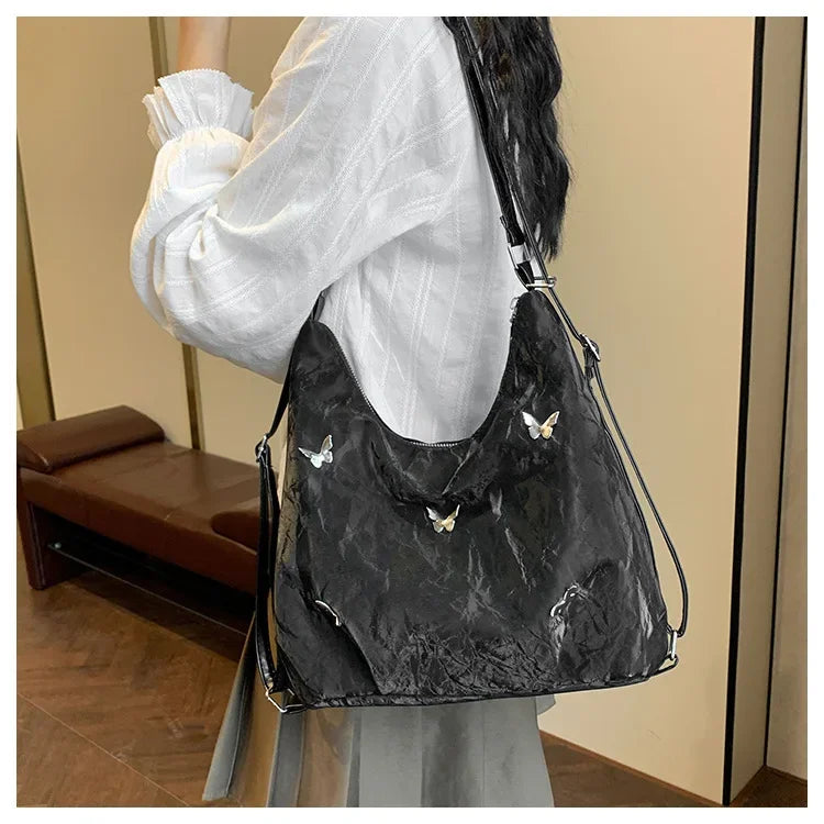 Fashion Handbag Multi-purpose Tote Bag Leisure Soft Leather Large Capacity Butterfly Decoration Shoulder Bags for Women