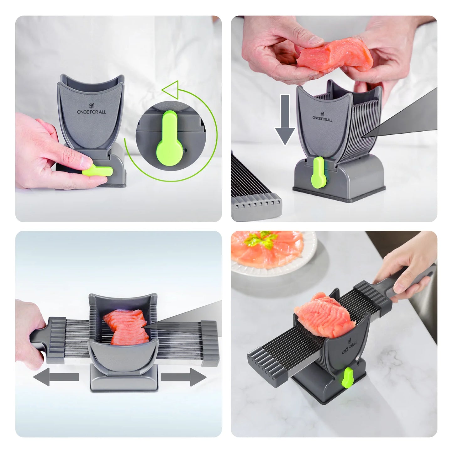 ONCE for All Meat Slicer and Knife Set for Meat Slicing , Manual Fresh Meat Cutter, Slicer for Beef, Pork, Chicken Breast