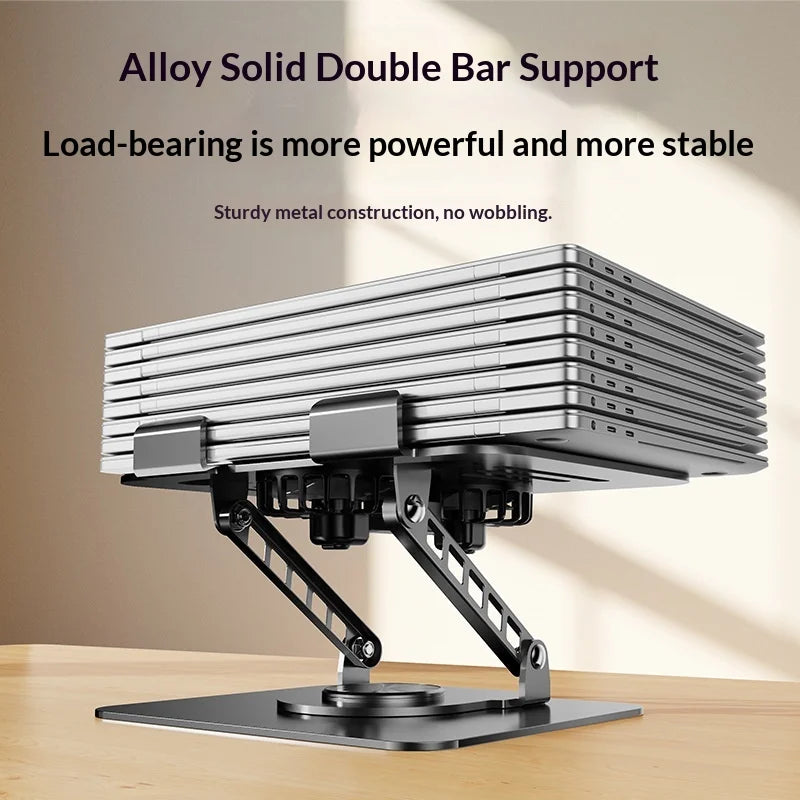 360 Degree Rotating Full Metal Laptop Cooling Bracket with Quiet Fan Ergonomic Laptop Stand for MacBook Lenovo Dell