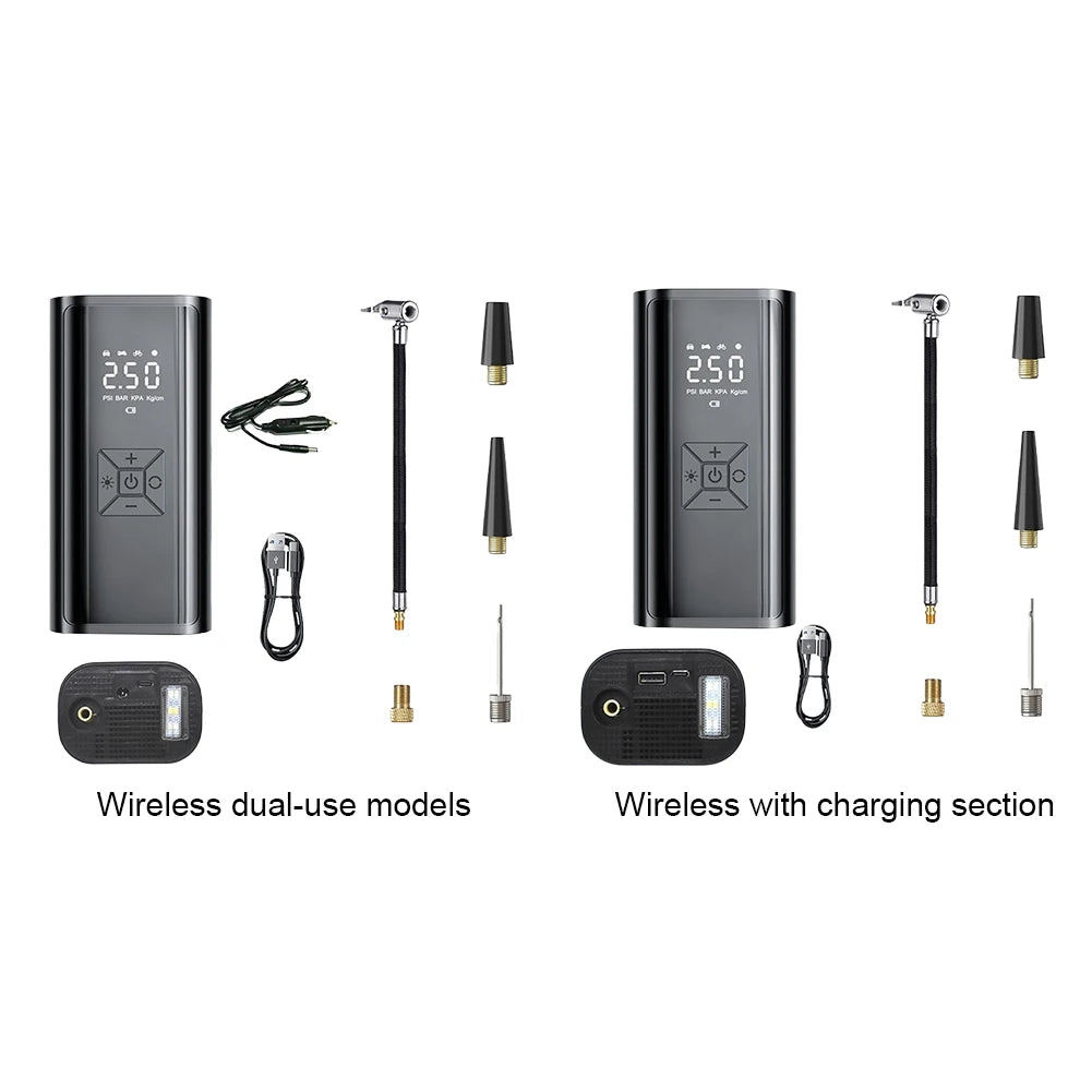 120W Handheld Air Compressor Wireless/Wired Without any battery Inflatable Pump Portable Air Pump Tire Inflator Digital for Car