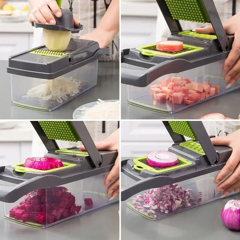 14 in 1 Multifunctional Vegetable Chopper Grate Food Handle Food Chopper Vegetable Slicer Dicer Cut Kitchen Items cocina