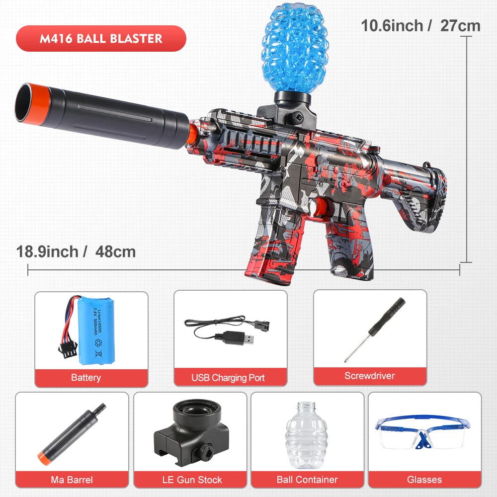 M416 Electric Ball Blaster Toy Gun - High-Speed, Metallic Finish, Rechargeable - Halloween Thanksgiving Gift