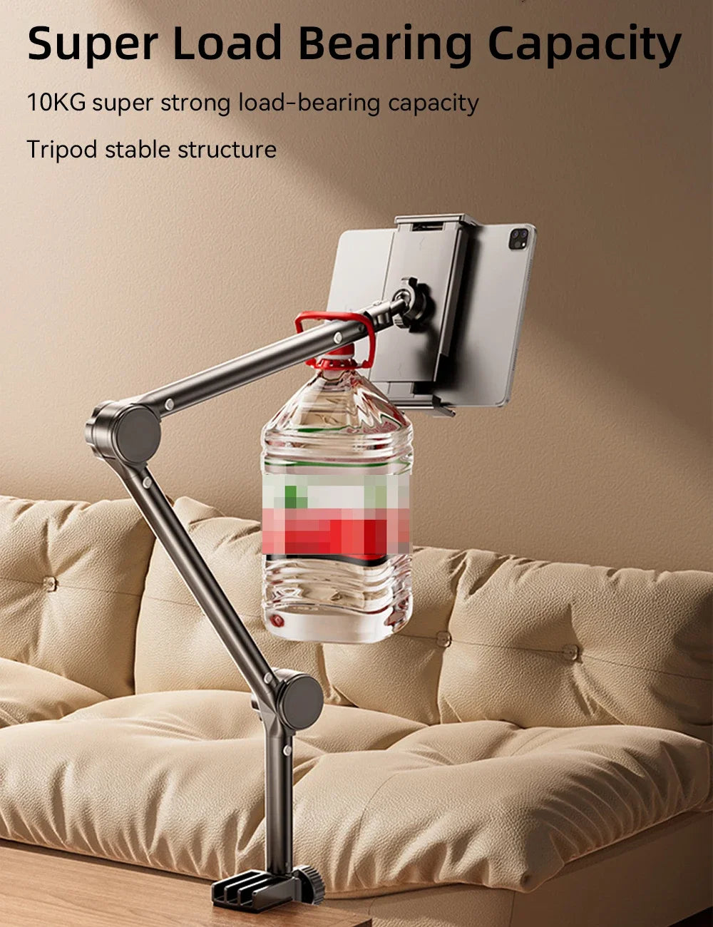 For iPad Air 11 M2 2024 Stands Tablet Holder Desk Stand with 360° Adjustable Foldable Metal Arm Bracket for Phone Tablets