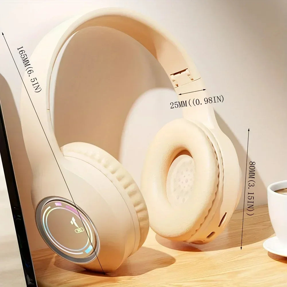 M3 Light-emitting Bluetooth Headset Folding Led Card Wireless Headset Type-C Charging Multi-scene Use Game Office