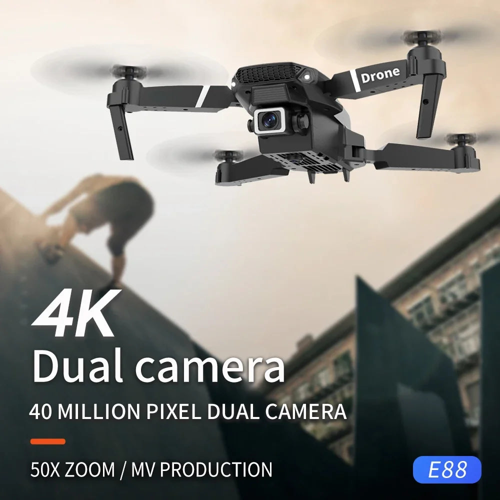 E88 Pro WiFi FPV Drone 4K HD Camera Height Hold Foldable Quadcopter Ideal Gift for Beginners