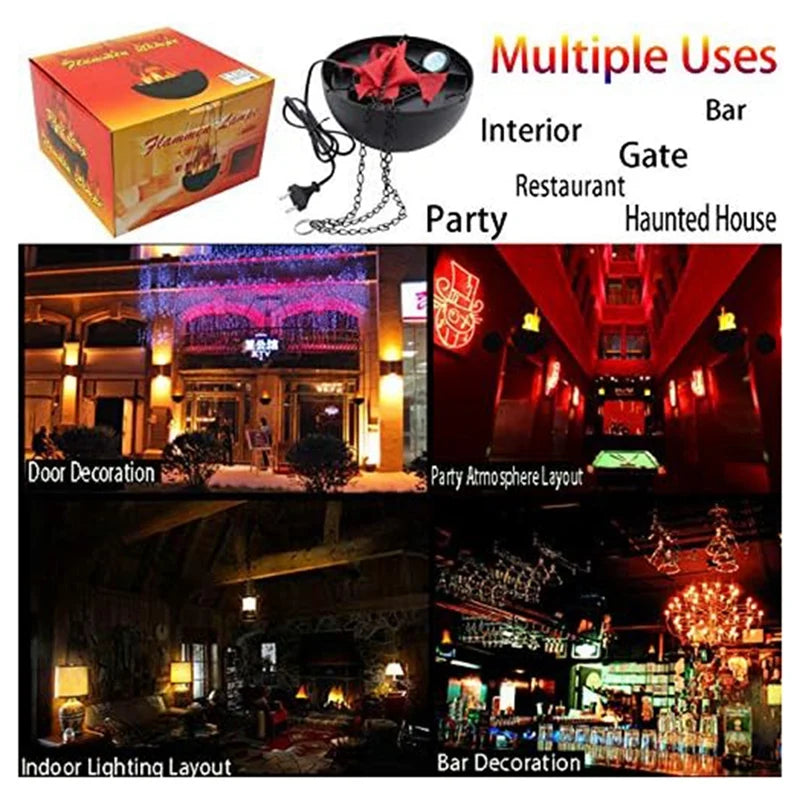 3D Fake-Fire Light, Hanging LED Flame Light, Artificial LED Silk Flame Stage Effect Light Realistic Campfire Lamp Prop Durable