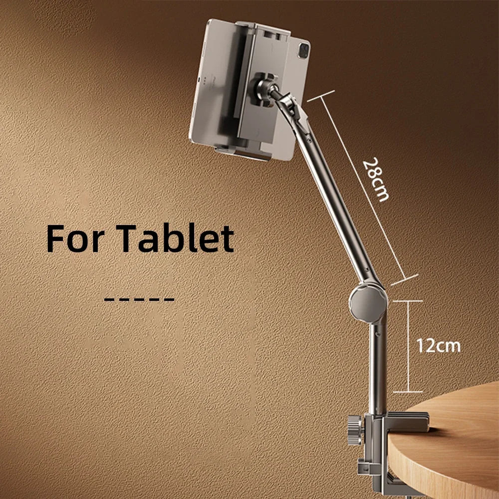 For iPad Air 11 M2 2024 Stands Tablet Holder Desk Stand with 360° Adjustable Foldable Metal Arm Bracket for Phone Tablets