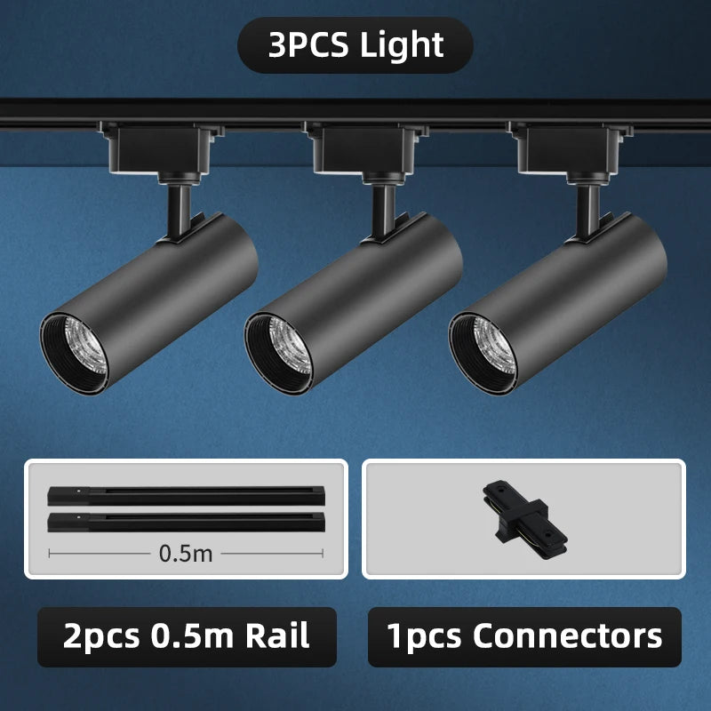 LED Track Light Set 30W Track Lamp 180-265V COB Spotlights Rail Lighting Fixture for Home Lighting Living Room Track Lighting