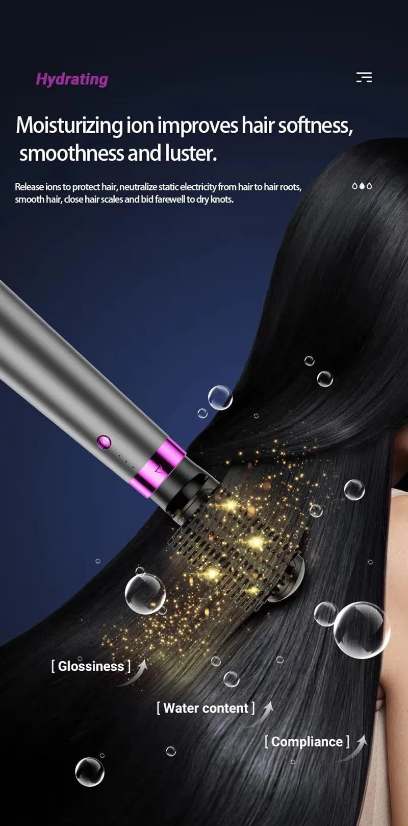 New Design 5-in-1 Electric Hair Dryer with Automatic Straight & Curling Iron Hot Air Comb & Diffuser for Outdoor Use AC Motor