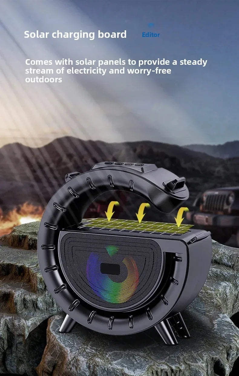 Portable Outdoor Solar Powered Bluetooth Speaker Flashlight Player Wireless Card Insertion Sound Box Handy Card Reader Speaker