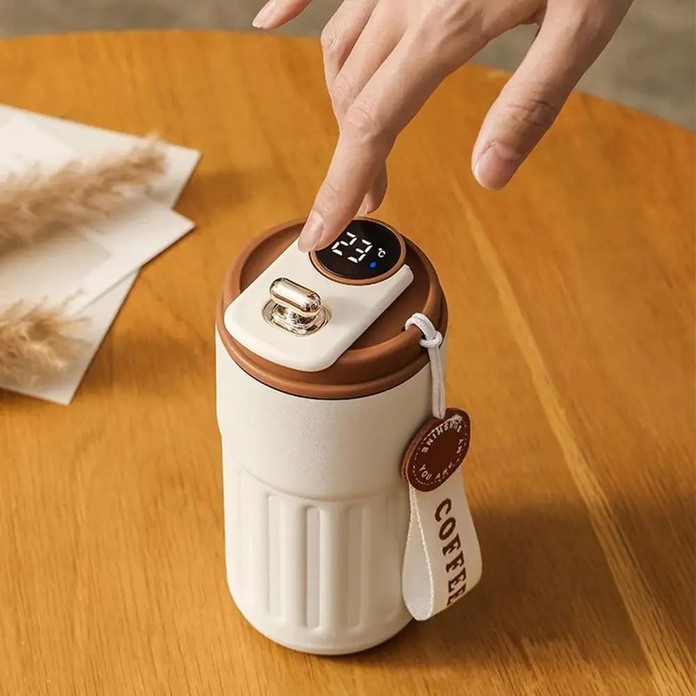 Gift 450ML Thermal Water Bottle Portable Large Capacity Coffee Thermos Cup Digital Intelligent Drinking Bottle Kitchen Supplies