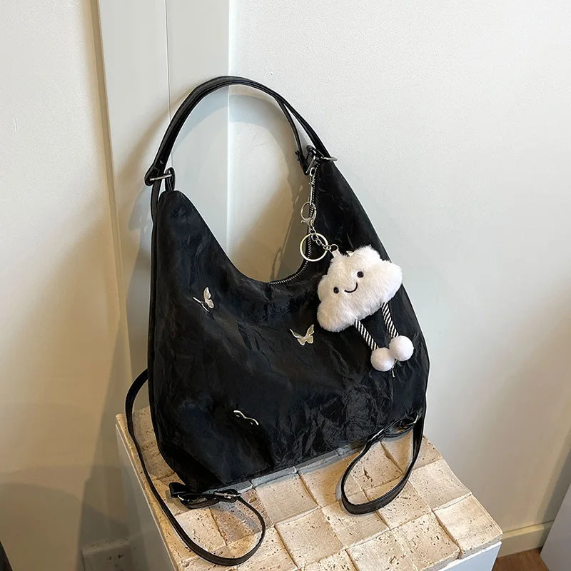 Fashion Handbag Multi-purpose Tote Bag Leisure Soft Leather Large Capacity Butterfly Decoration Shoulder Bags for Women