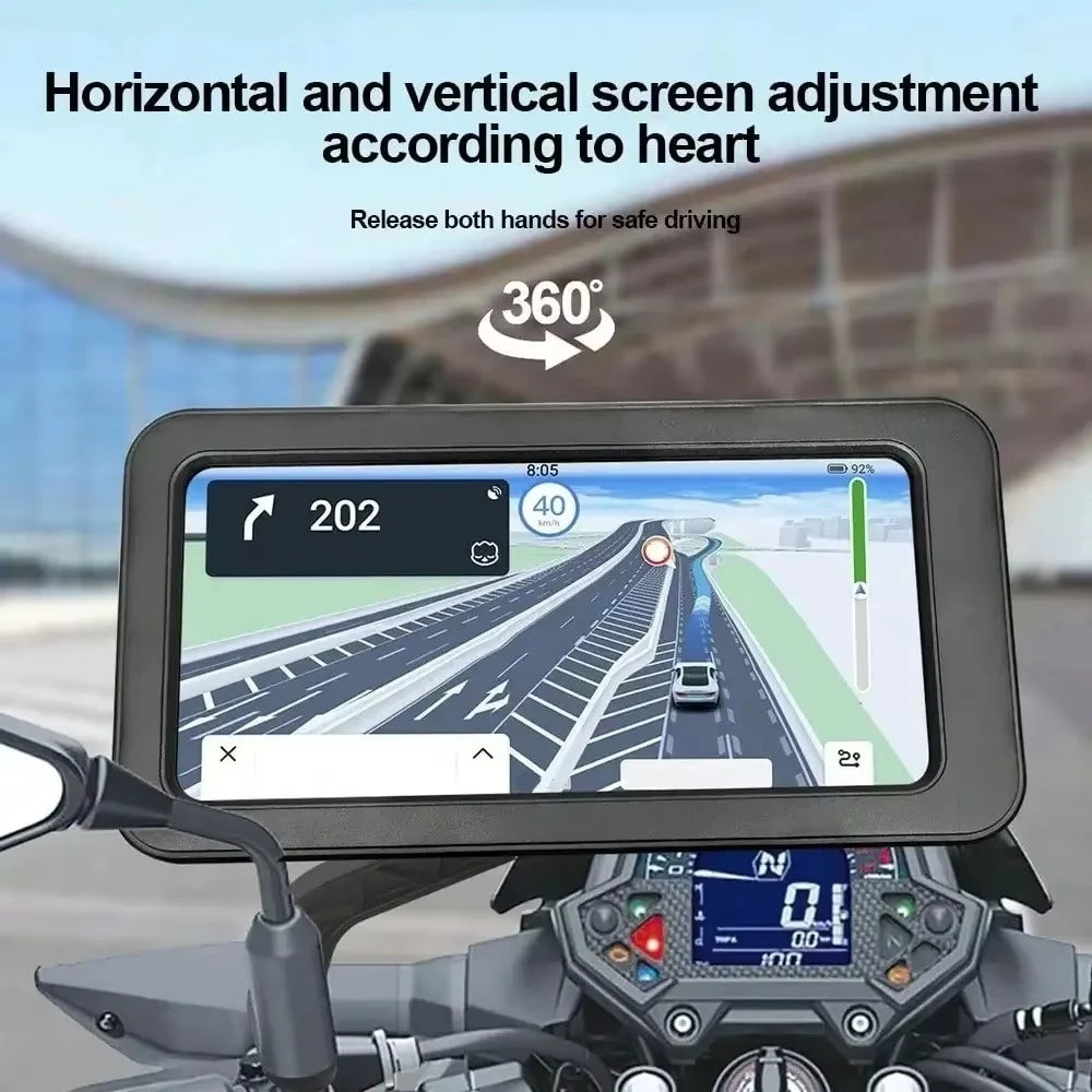 Adjustable Bike Phone Mount 360 Rotatable Retractable Arm Motorcycle Phone Holder Waterproof Shockproof with Touchscreen