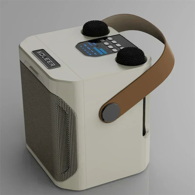 High Power Karaoke Bluetooth Speaker Portable 360 Stereo Surround Wireless Subwoofer with 2 Microphone Boombox Child Home Gift