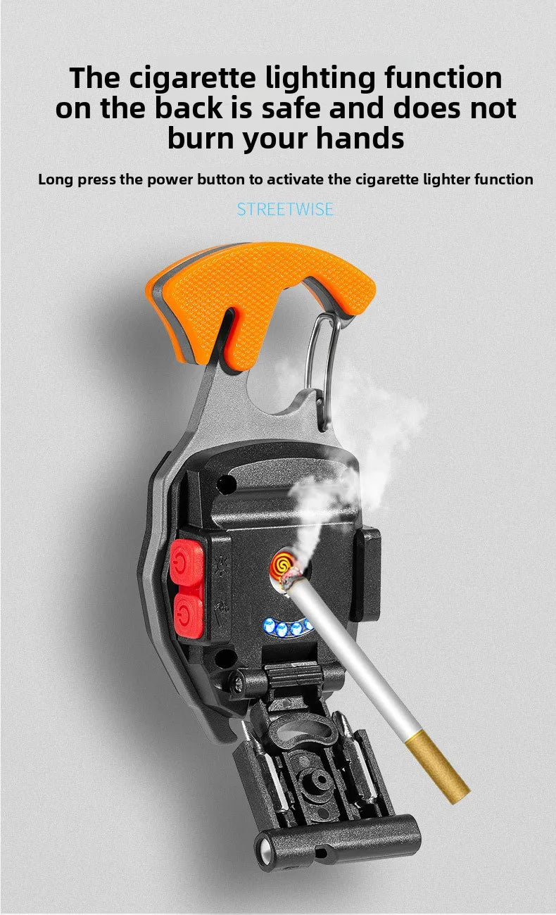 COB keychain work light multifunctional cigarette lighter charging portable camping LED strong light mini camping light