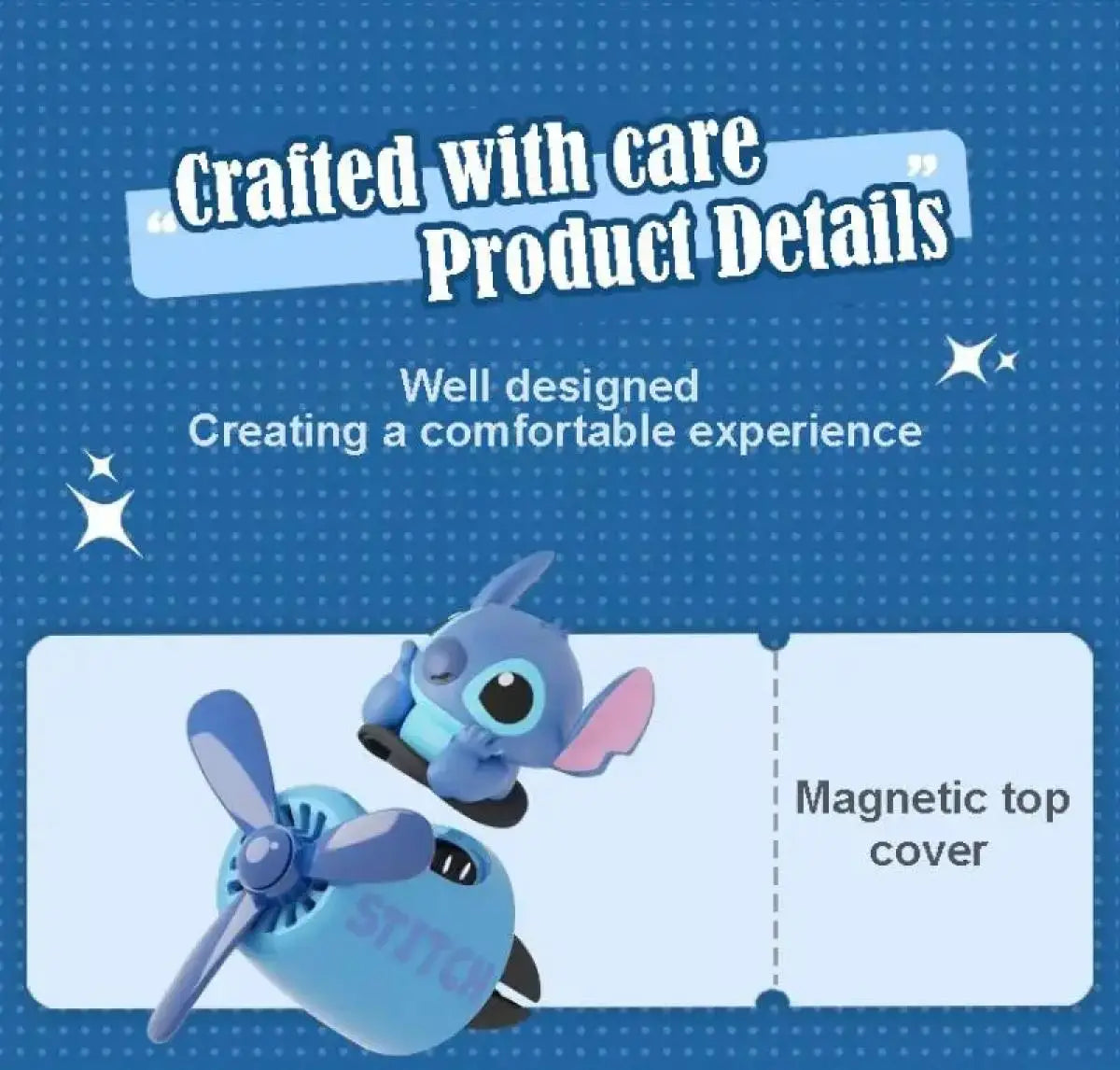 Stitch Car Air Freshener Cute Airplane Vent Clip Perfume Decor Lilo and Stitch Anime Car Accessories Gift for Kids
