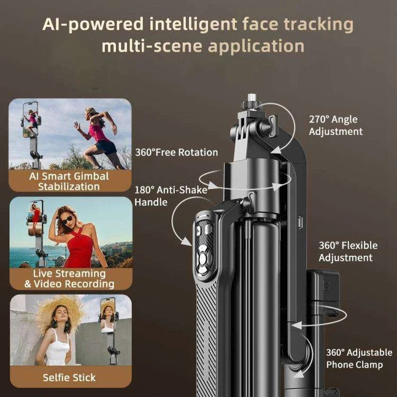 FUNSNAP A8 Cell Phone Head Stabilizer Metal Quadrupod Bluetooth Remote Control  Anti-shake Universal Dual-light Models