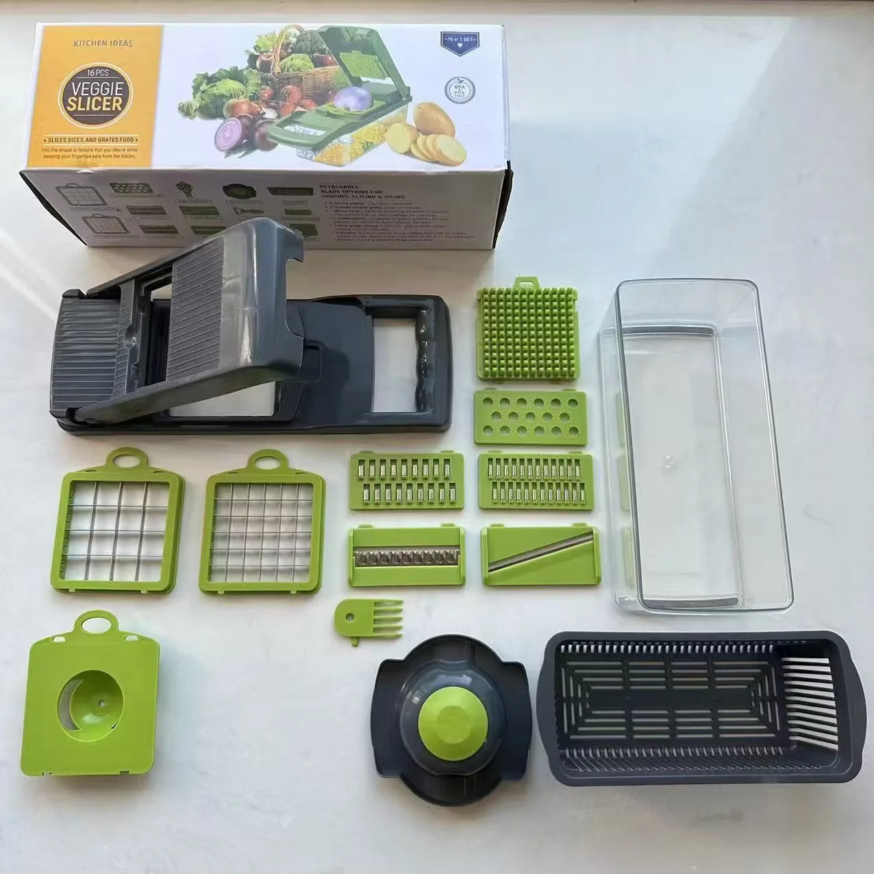 14 in 1 Multifunctional Vegetable Chopper Onion Chopper Handle Food Grate Food Chopper Kitchen Vegetable Slicer Dicer Cut