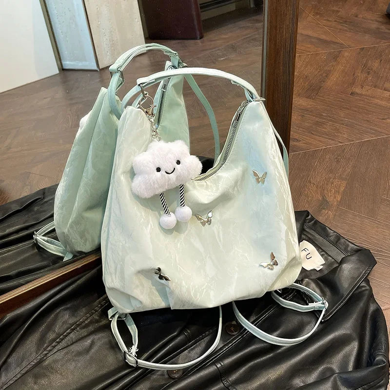 Fashion Handbag Multi-purpose Tote Bag Leisure Soft Leather Large Capacity Butterfly Decoration Shoulder Bags for Women