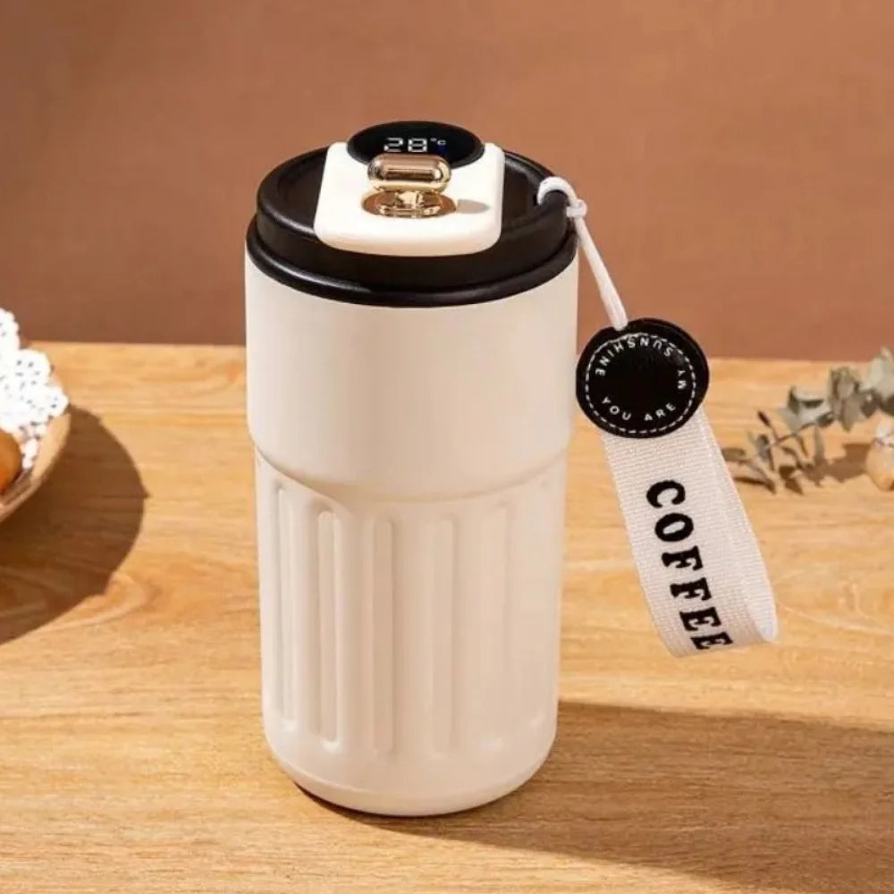 Gift 450ML Thermal Water Bottle Portable Large Capacity Coffee Thermos Cup Digital Intelligent Drinking Bottle Kitchen Supplies