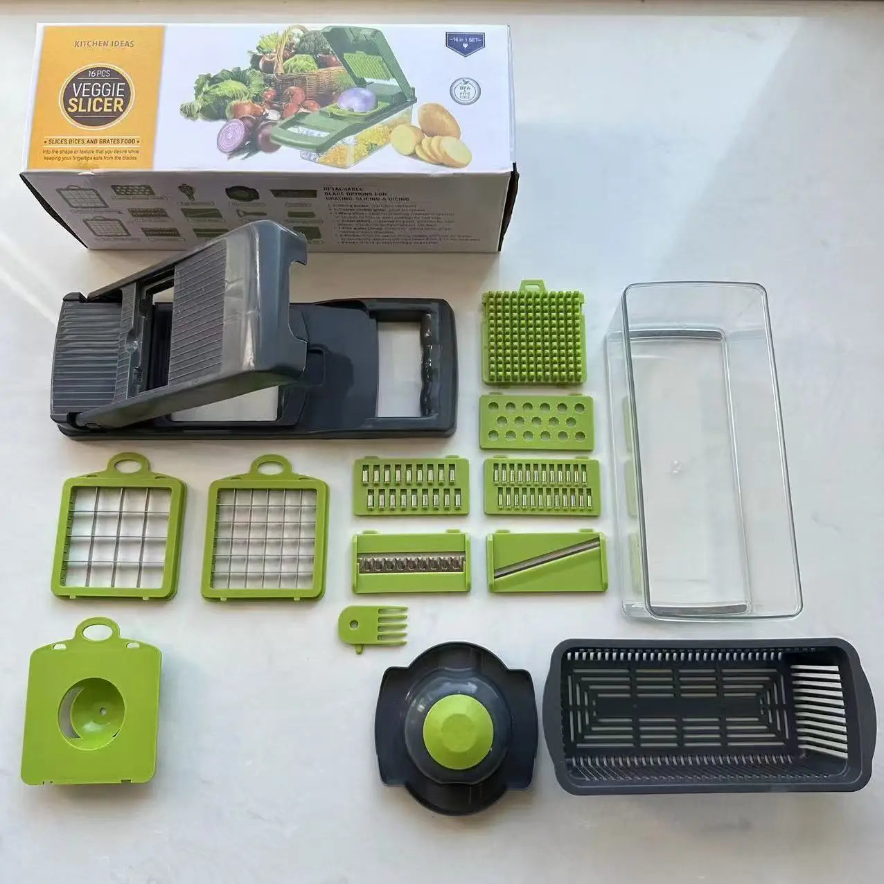 14 in 1 Multifunctional Vegetable Chopper Onion Chopper Handle Food Grate Food Chopper Kitchen Vegetable Slicer Dicer Cut