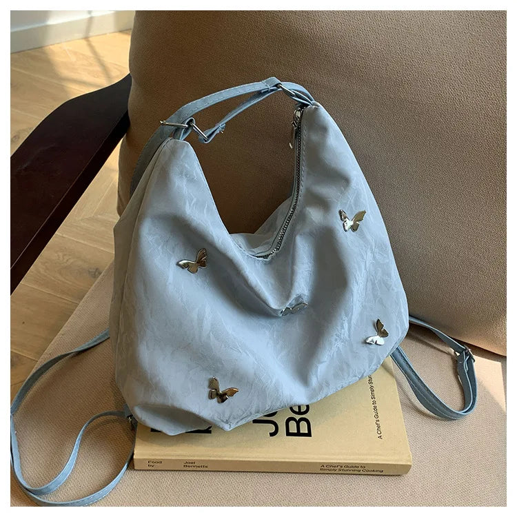 Fashion Handbag Multi-purpose Tote Bag Leisure Soft Leather Large Capacity Butterfly Decoration Shoulder Bags for Women