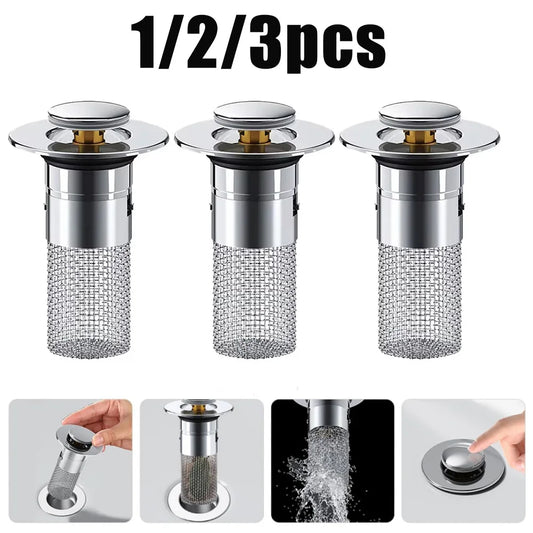 1-3pcs Stainless Steel Floor Drain Filter Deodorizing Bouncing Core Hair Catcher Shower Sink Strainer Insect Prevention Tools