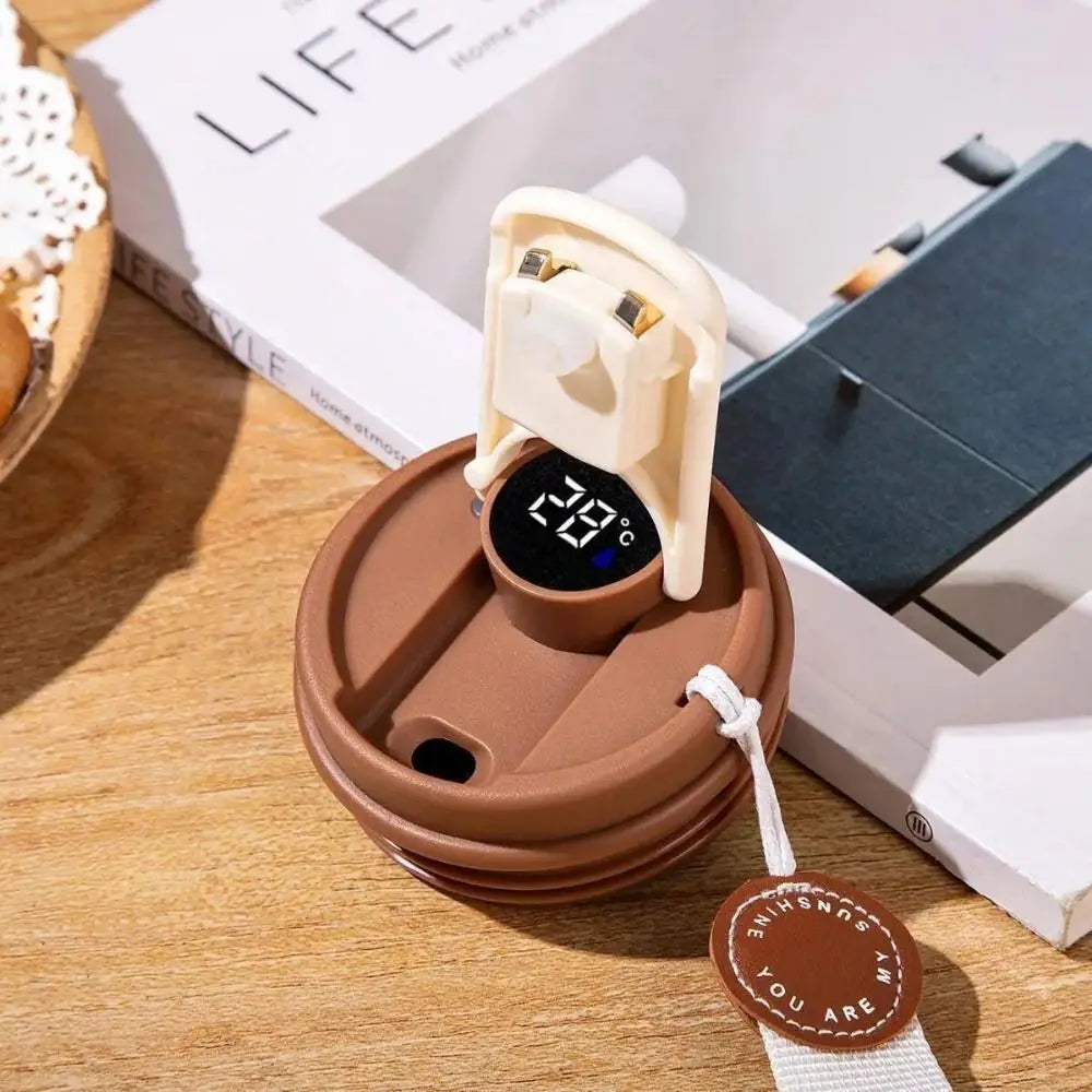 Gift 450ML Thermal Water Bottle Portable Large Capacity Coffee Thermos Cup Digital Intelligent Drinking Bottle Kitchen Supplies