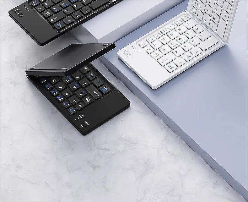 MINGCVIL Mini Foldable Wireless Keyboard Slim Portable Bluetooth Keyboard Rechargeable Folding Keyboard for IOS Windows Android