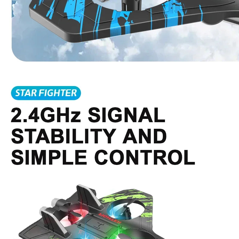 2.4G remote control fighter electric foam glider stunt tumbling UAV hovering helicopter with LED colorful lights aircraft model