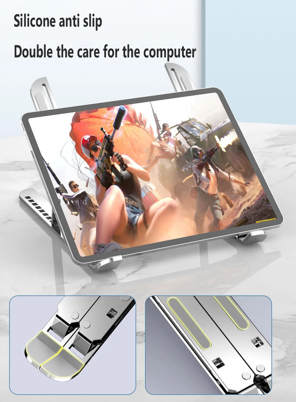 NEW Aluminum alloy laptop stand, folding and lifting vertical base, height increasing computer cooling, tablet stand