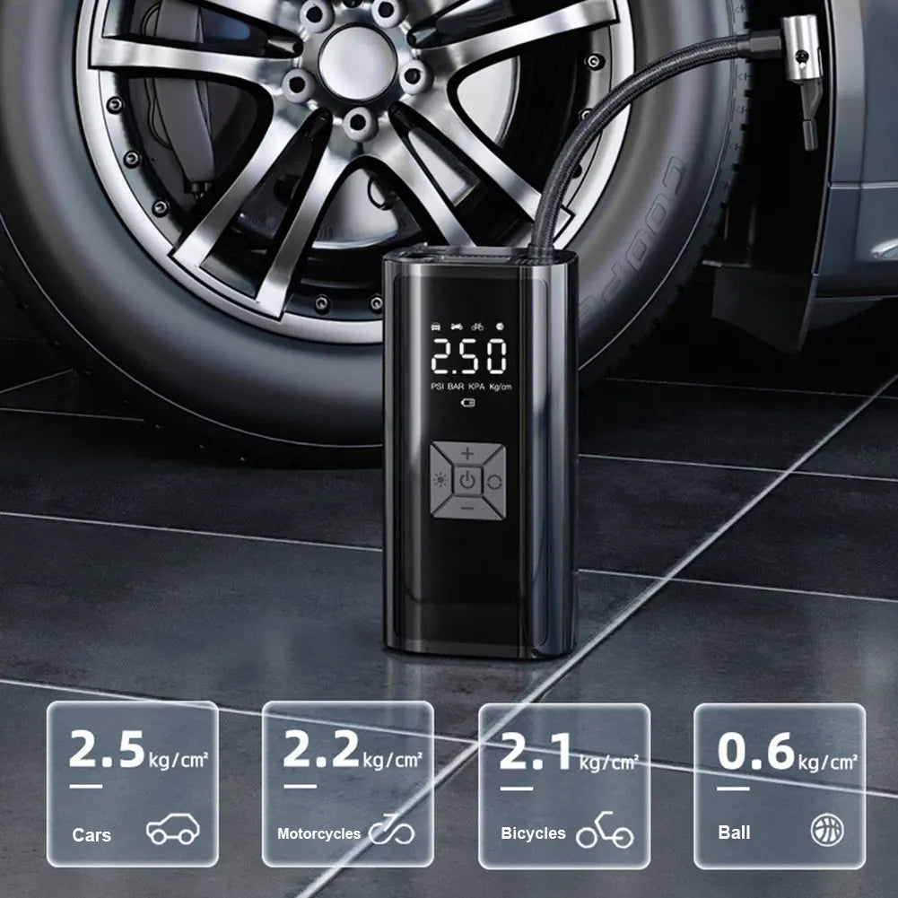 120W Handheld Air Compressor Wireless/Wired Without any battery Inflatable Pump Portable Air Pump Tire Inflator Digital for Car