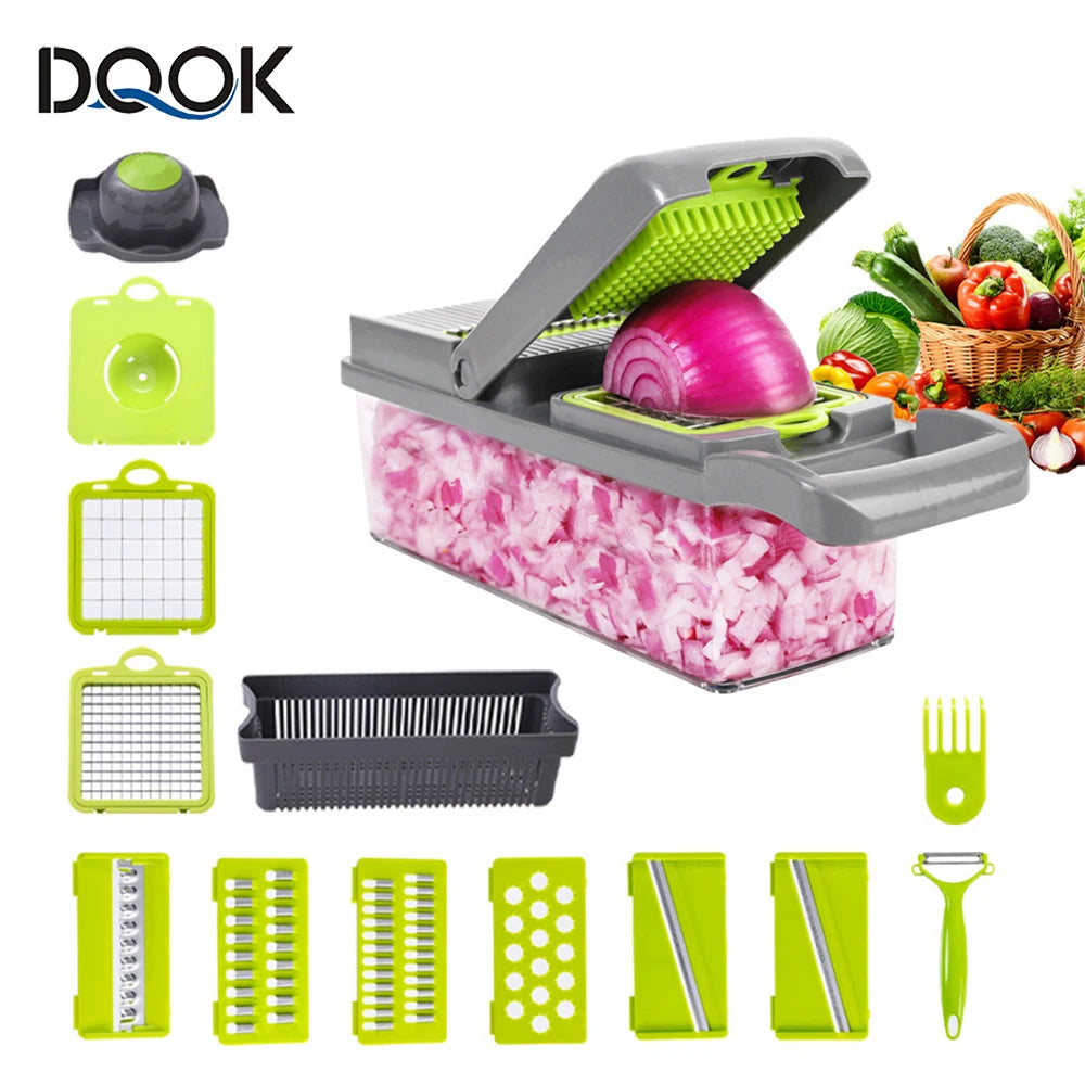 14 in 1 Multifunctional Vegetable Chopper Onion Chopper Handle Food Grate Food Chopper Kitchen Vegetable Slicer Dicer Cut