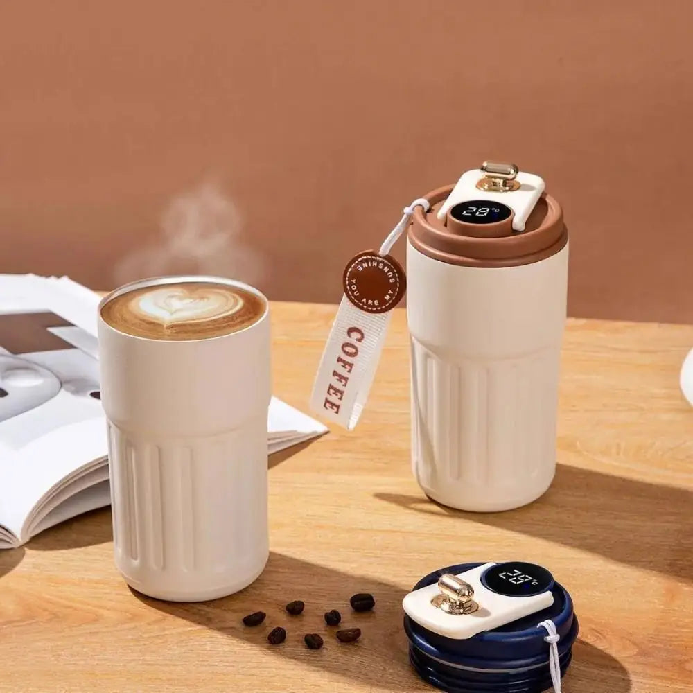 Gift 450ML Thermal Water Bottle Portable Large Capacity Coffee Thermos Cup Digital Intelligent Drinking Bottle Kitchen Supplies