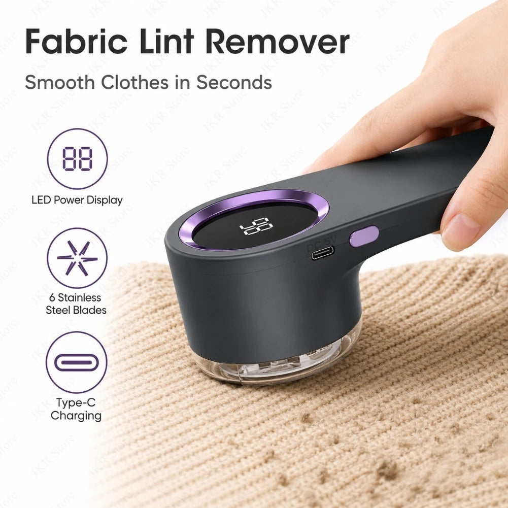 Portable Electric Fabric Shaver USB Rechargeable Lint Remover with LED Clothes Fuzz Pellet Hair Cleaner for Sweater Coat Care