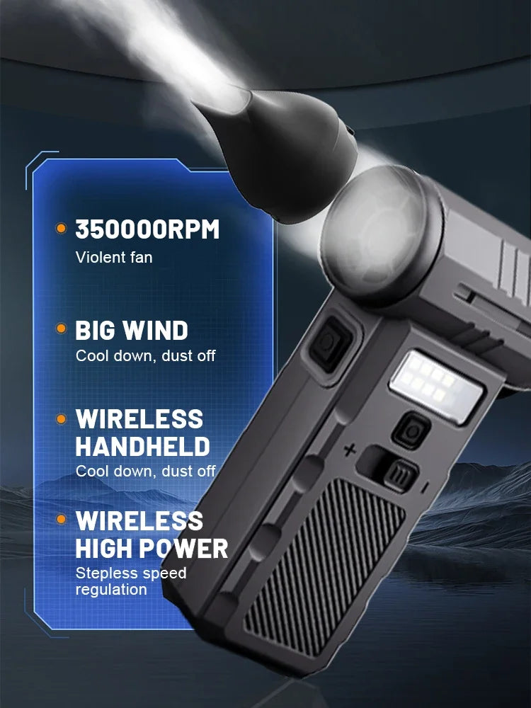 Mini Turbo Jet Fan 350000 RPM Powerful Violent Fan Strong Dust Blower Rechargeable 58m/s Turbo Fan Powerful Blower Air Duster