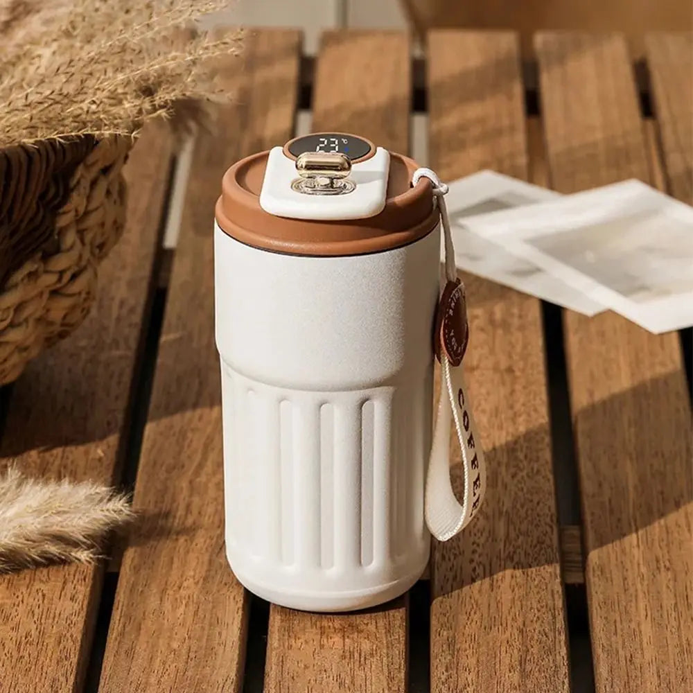 Gift 450ML Thermal Water Bottle Portable Large Capacity Coffee Thermos Cup Digital Intelligent Drinking Bottle Kitchen Supplies