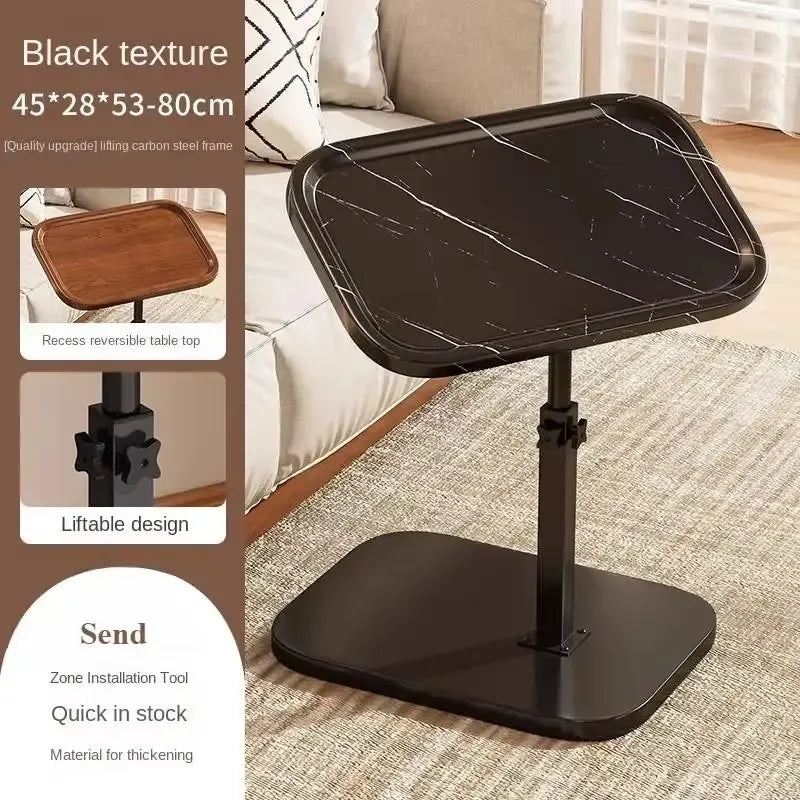Modern Adjustable Height Sofa Side Table Multifunctional Woody Rotating Foldable Desktop for Living Room Bedroom Home Office