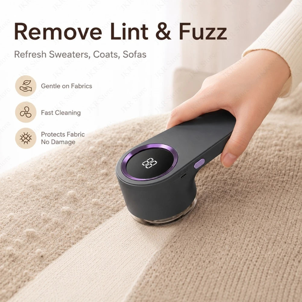 Portable Electric Fabric Shaver USB Rechargeable Lint Remover with LED Clothes Fuzz Pellet Hair Cleaner for Sweater Coat Care