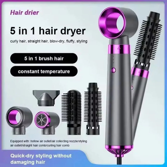New Design 5-in-1 Electric Hair Dryer with Automatic Straight & Curling Iron Hot Air Comb & Diffuser for Outdoor Use AC Motor