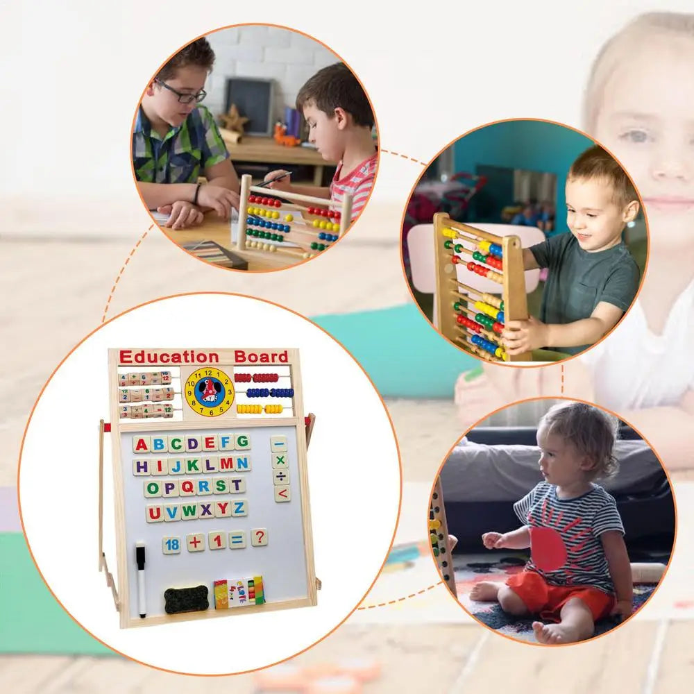 Magnetic Blackboard Double-Sided Magnetic Whiteboard Magnetic Dry Erase Board With Abacus Bracket Type Wooden Art Easel Standing