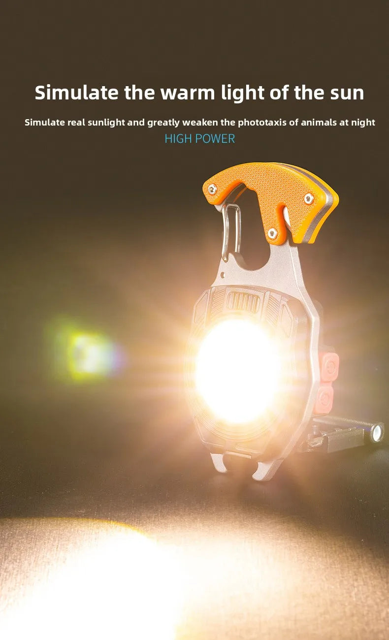 COB keychain work light multifunctional cigarette lighter charging portable camping LED strong light mini camping light