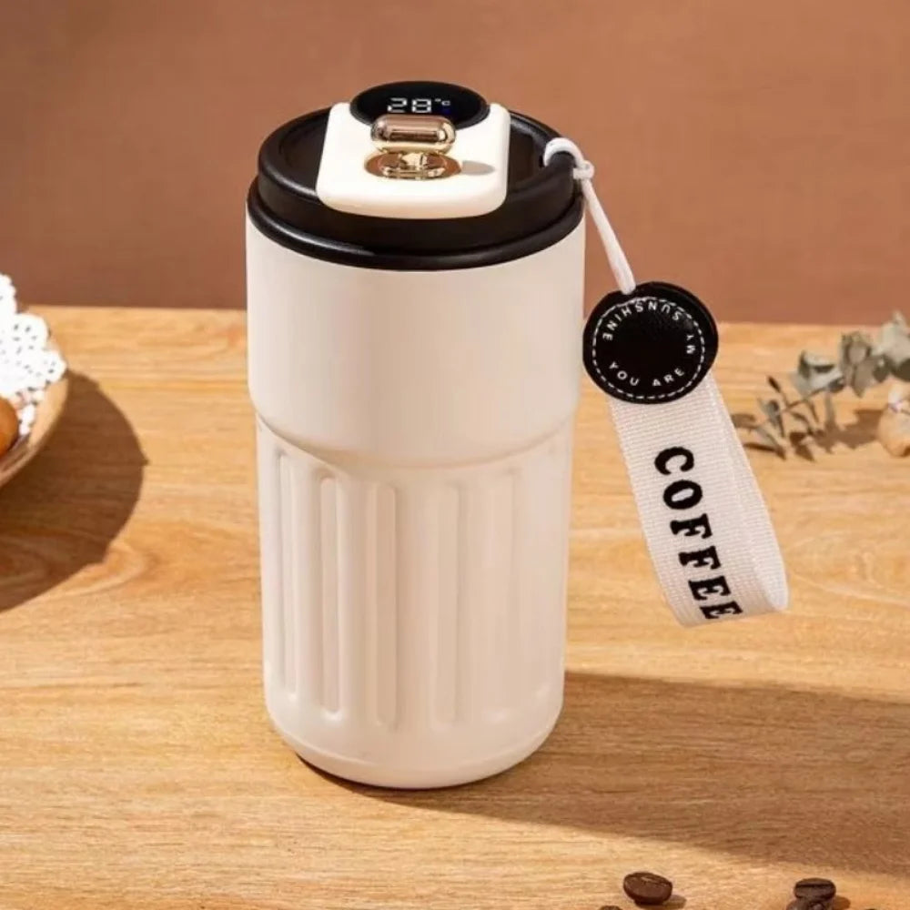 Gift 450ML Thermal Water Bottle Portable Large Capacity Coffee Thermos Cup Digital Intelligent Drinking Bottle Kitchen Supplies