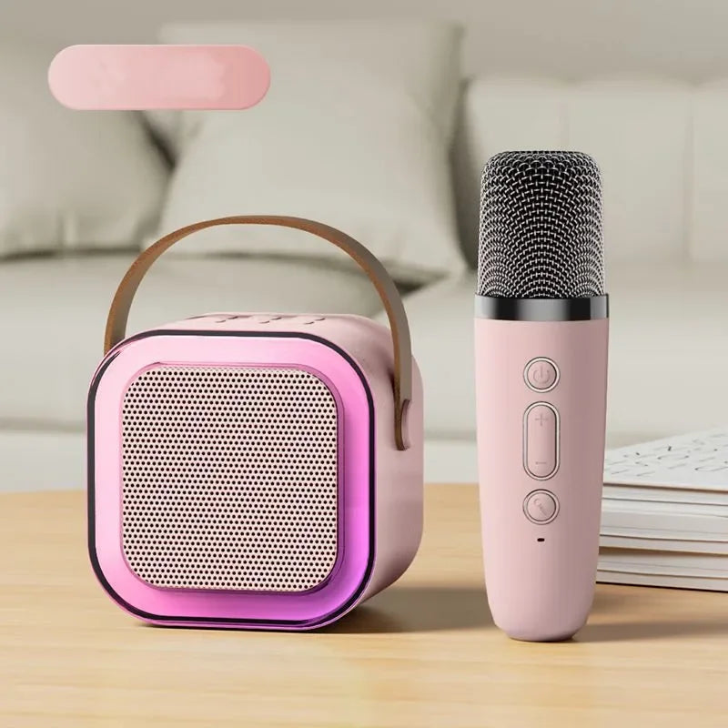 Bluetooth K12 Karaoke Machine Portable 5.3 PA Speaker System with Single Dual  Wireless Mic Home Family Singing Children's Gifts