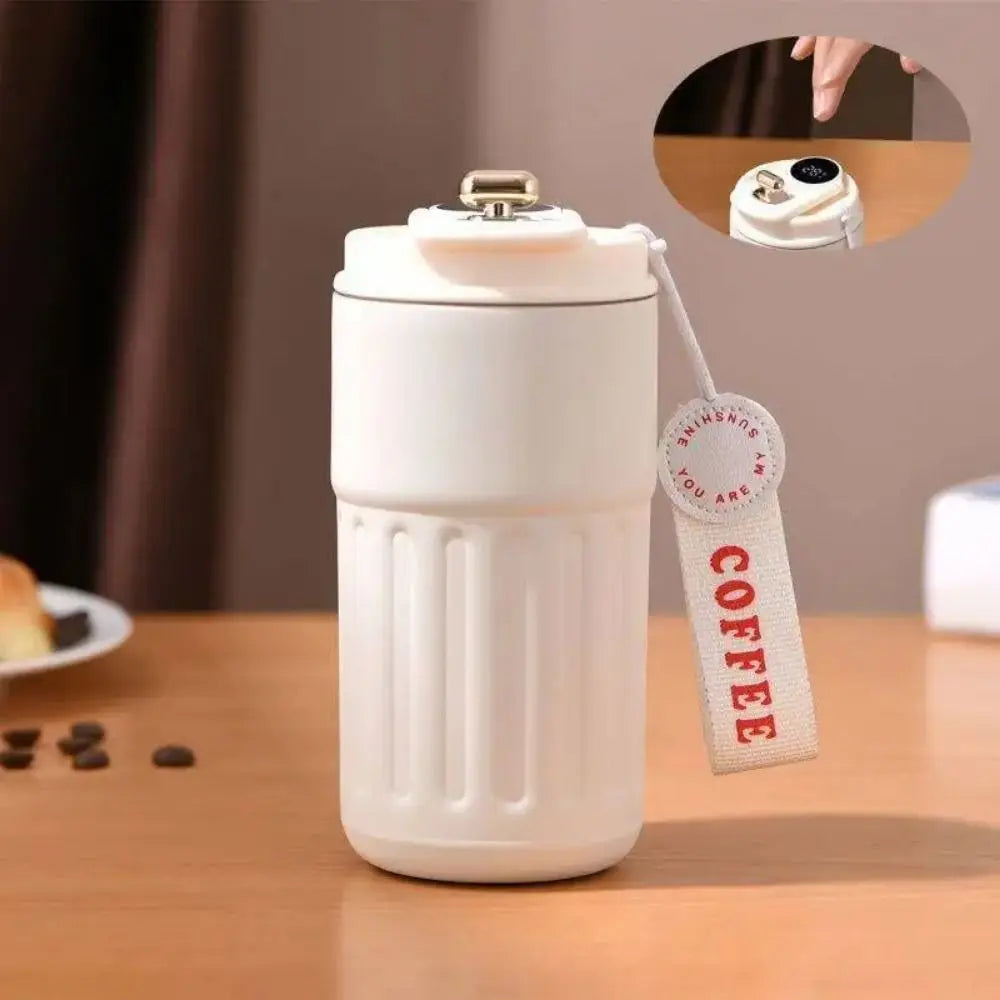 Gift 450ML Thermal Water Bottle Portable Large Capacity Coffee Thermos Cup Digital Intelligent Drinking Bottle Kitchen Supplies