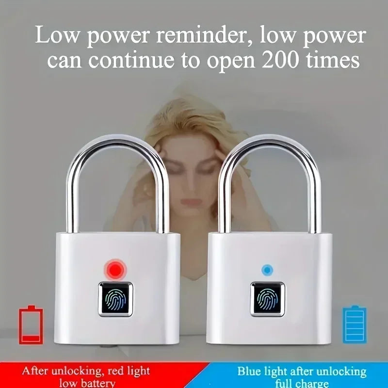 Home  Fingerprint Padlock Aluminum Sliding Door Security Bar 0.2s Lock Portable Anti-theft Electronic Waterproof Unlock To Use